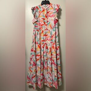 Crosby by Mollie Burch Colorful Tiered Midi Dress size Medium